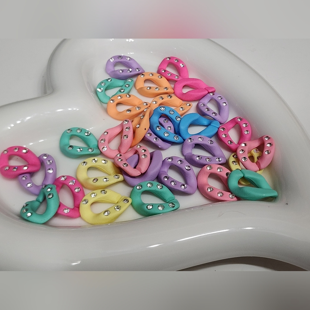 Beads Links Connectors Charms Colorful Rhinestone 10‎ Pc Crafts Acrylic